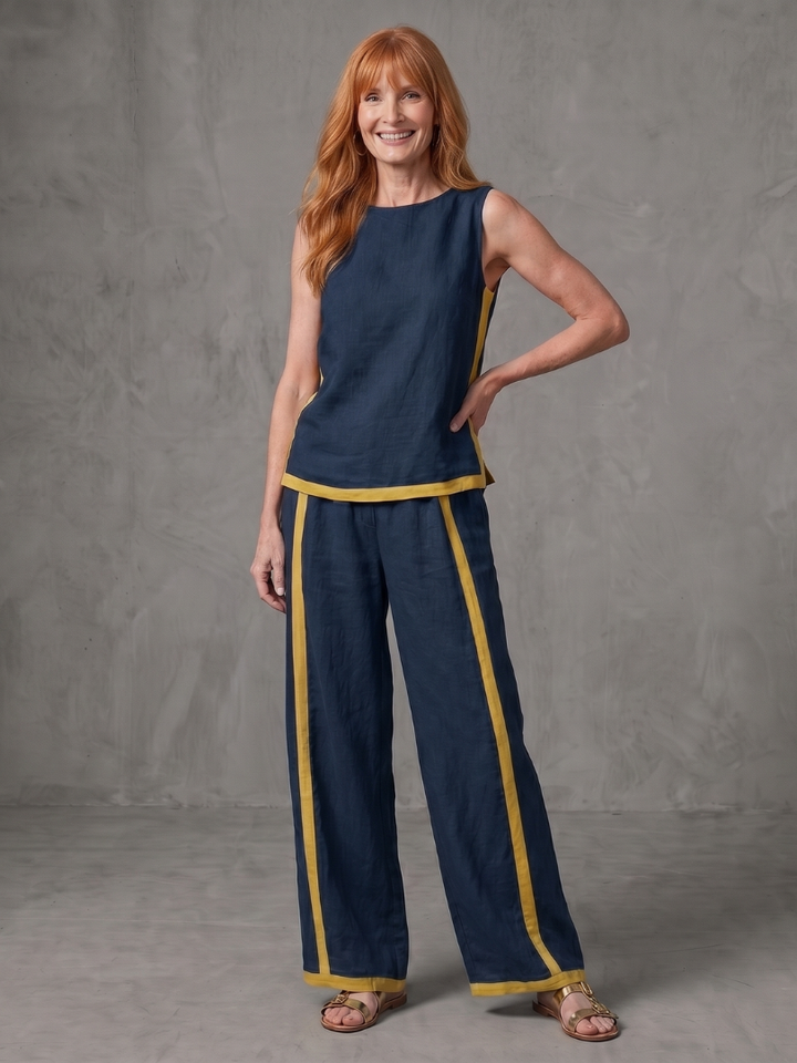 Inara - Sleeveless Top with Wide Pants Set