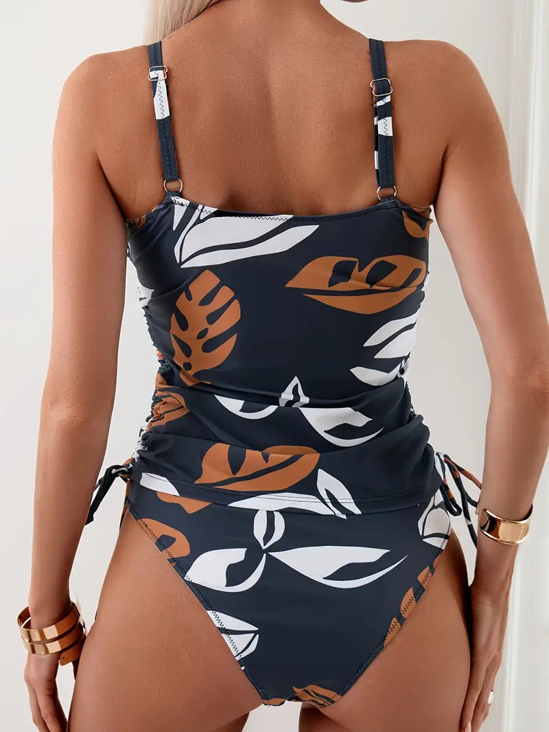Isla - Tankini Set with Tropical Leaf Print