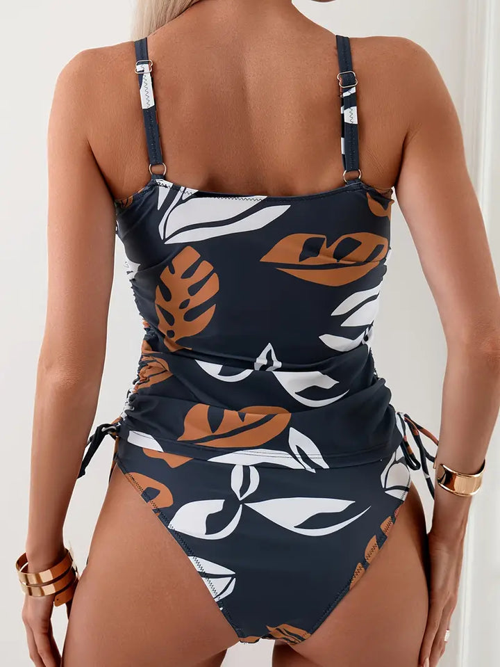 Isla - Tankini Set with Tropical Leaf Print