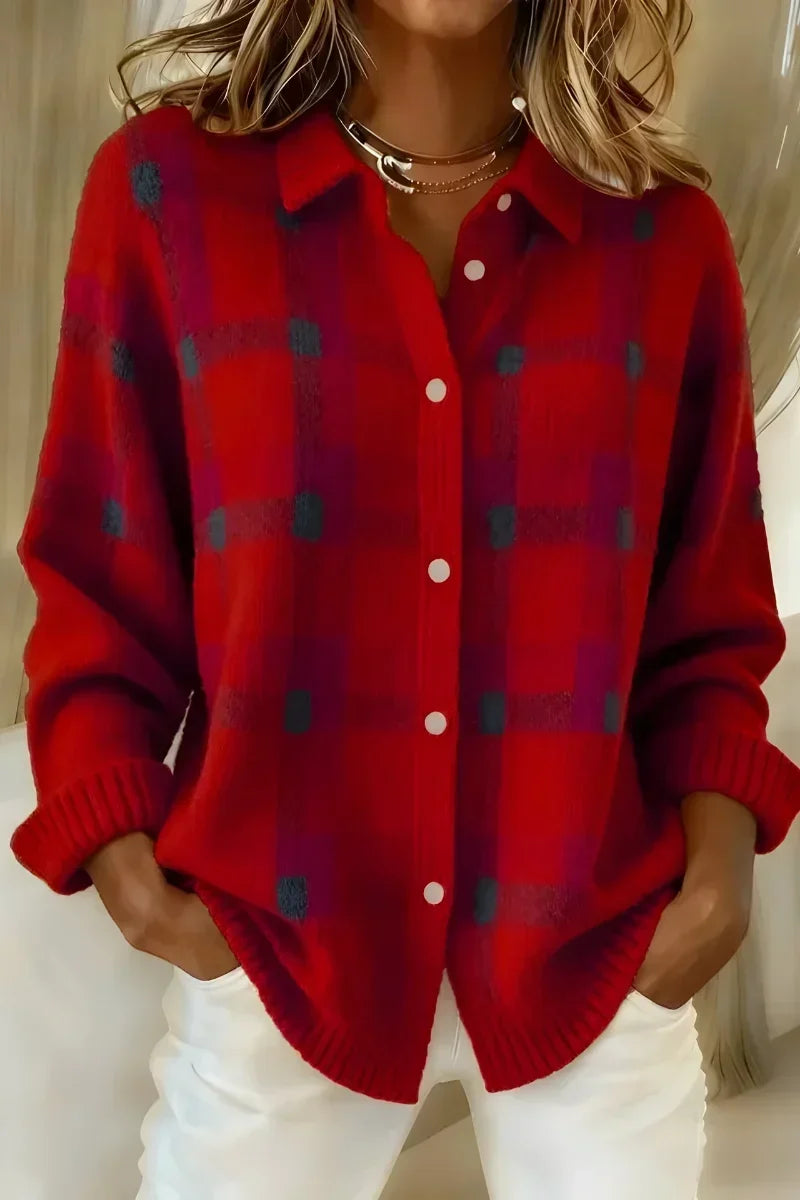Brittany - Soft Plaid Button Cardigan
