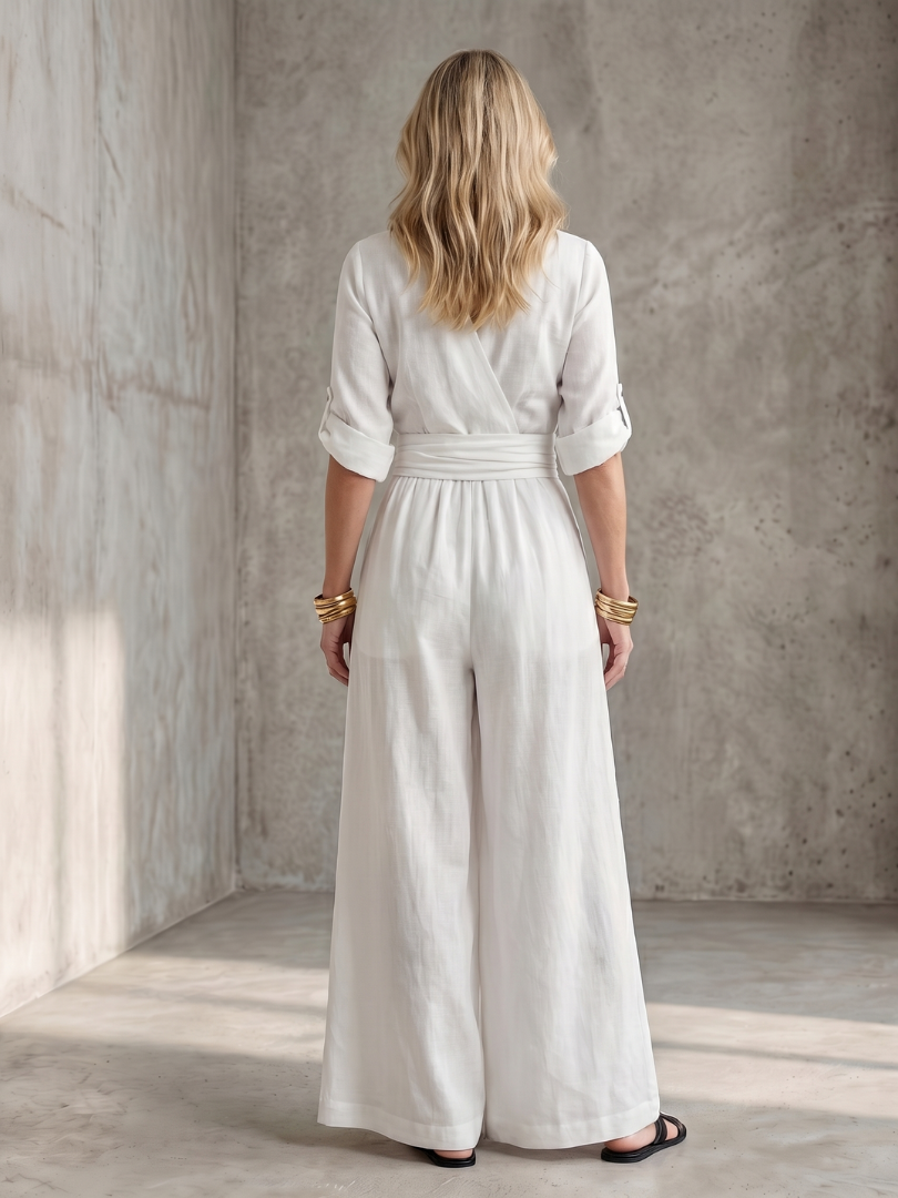 Wanda - Cross Front Wide Leg Jumpsuit