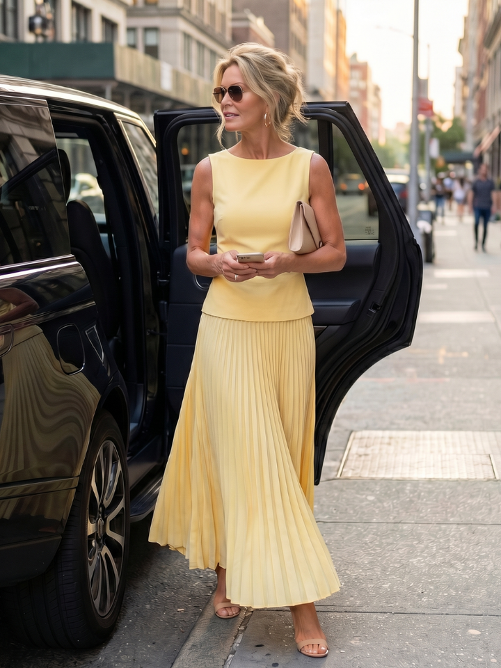 Rhodes - Structured Bodice with Pleated Skirt Set