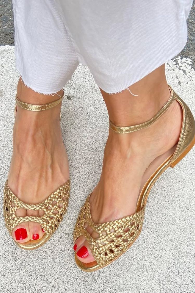 Isadora - Woven Golden Sandals