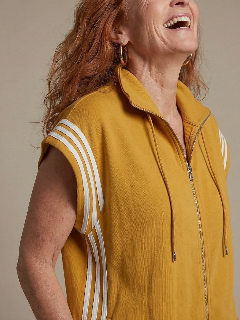 Lark - Zip Front Stripe Panel Jumpsuit