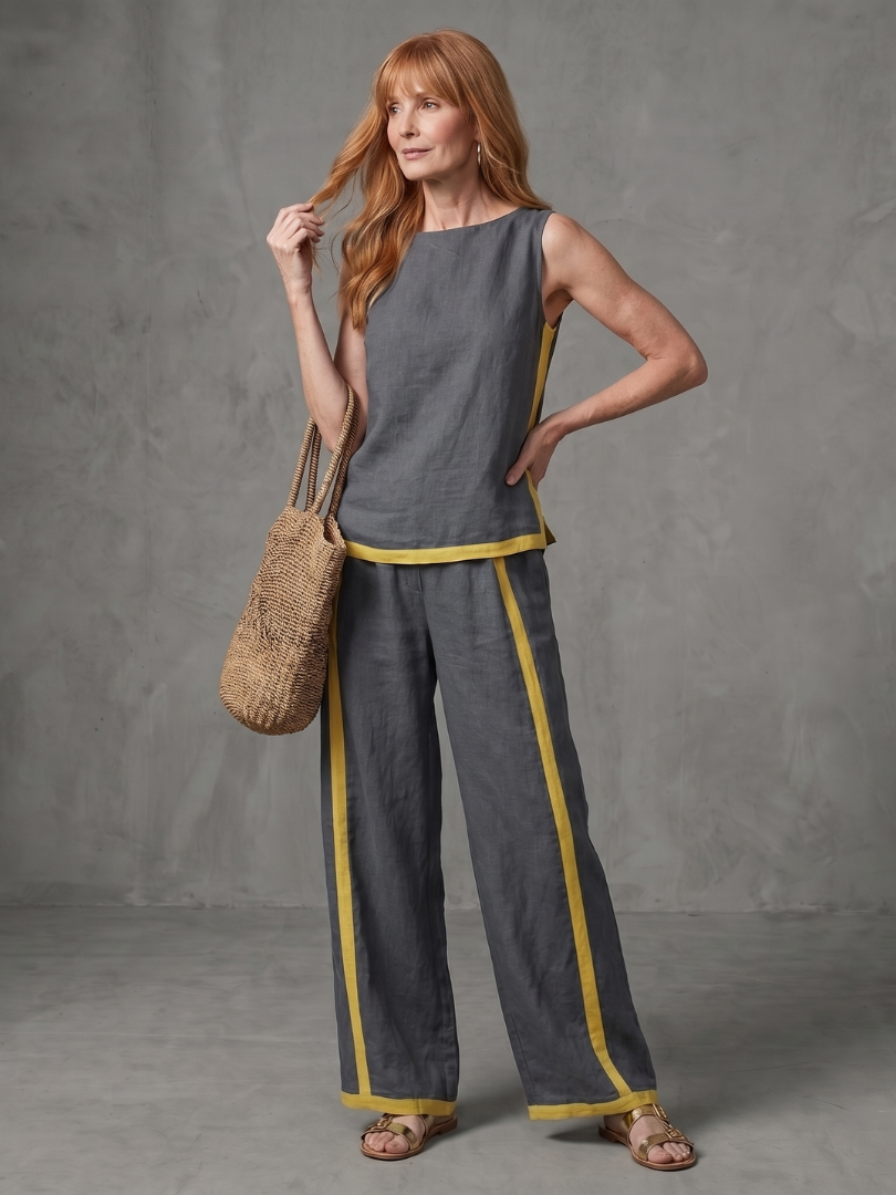 Inara - Sleeveless Top with Wide Pants Set