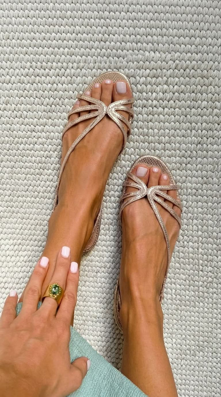 Camille - Golden Sandals, Summer Elegance