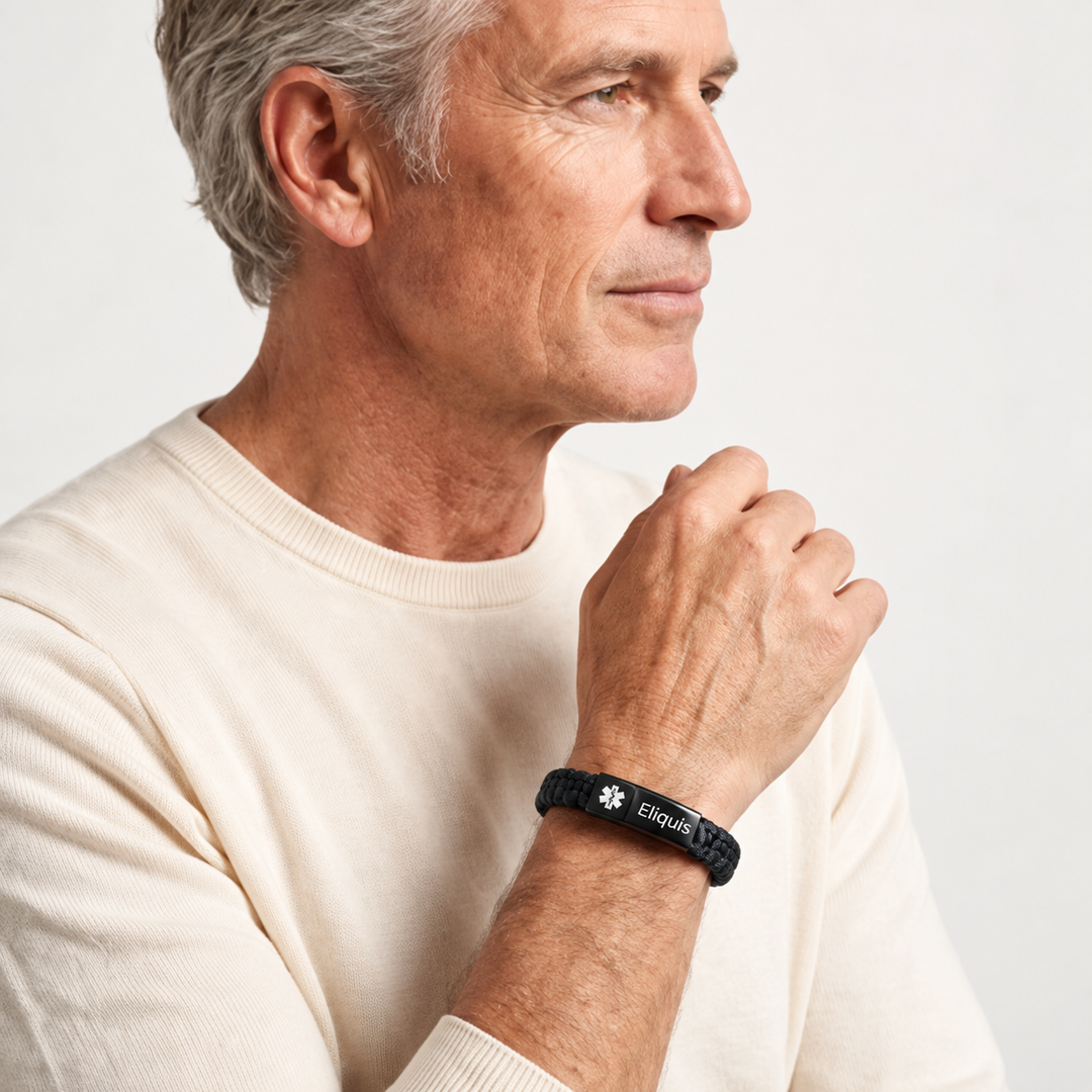 Men’s Eliquis Medical Alert Bracelet