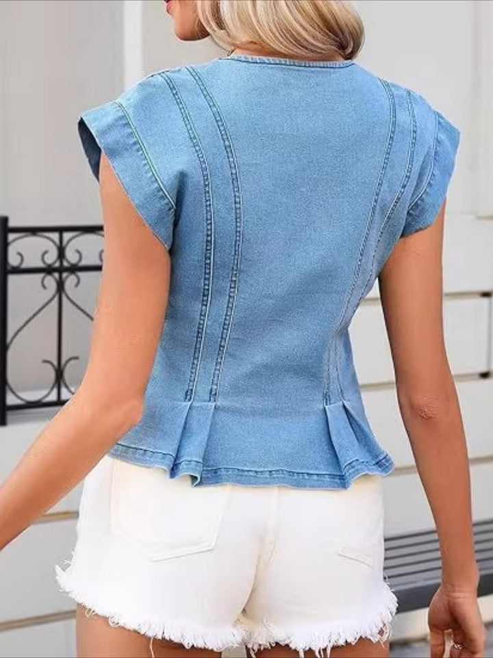 Viera - V Neck Denim Top
