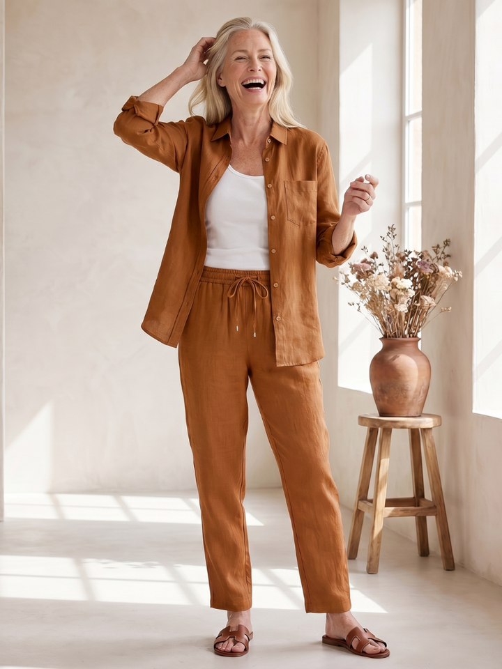 Noor - Long Sleeve Shirt Tapered Pants Set