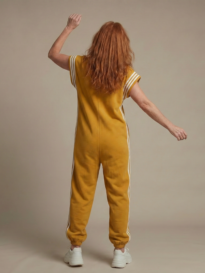 Lark - Zip Front Stripe Panel Jumpsuit