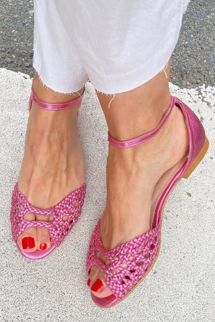 Isadora - Woven Golden Sandals