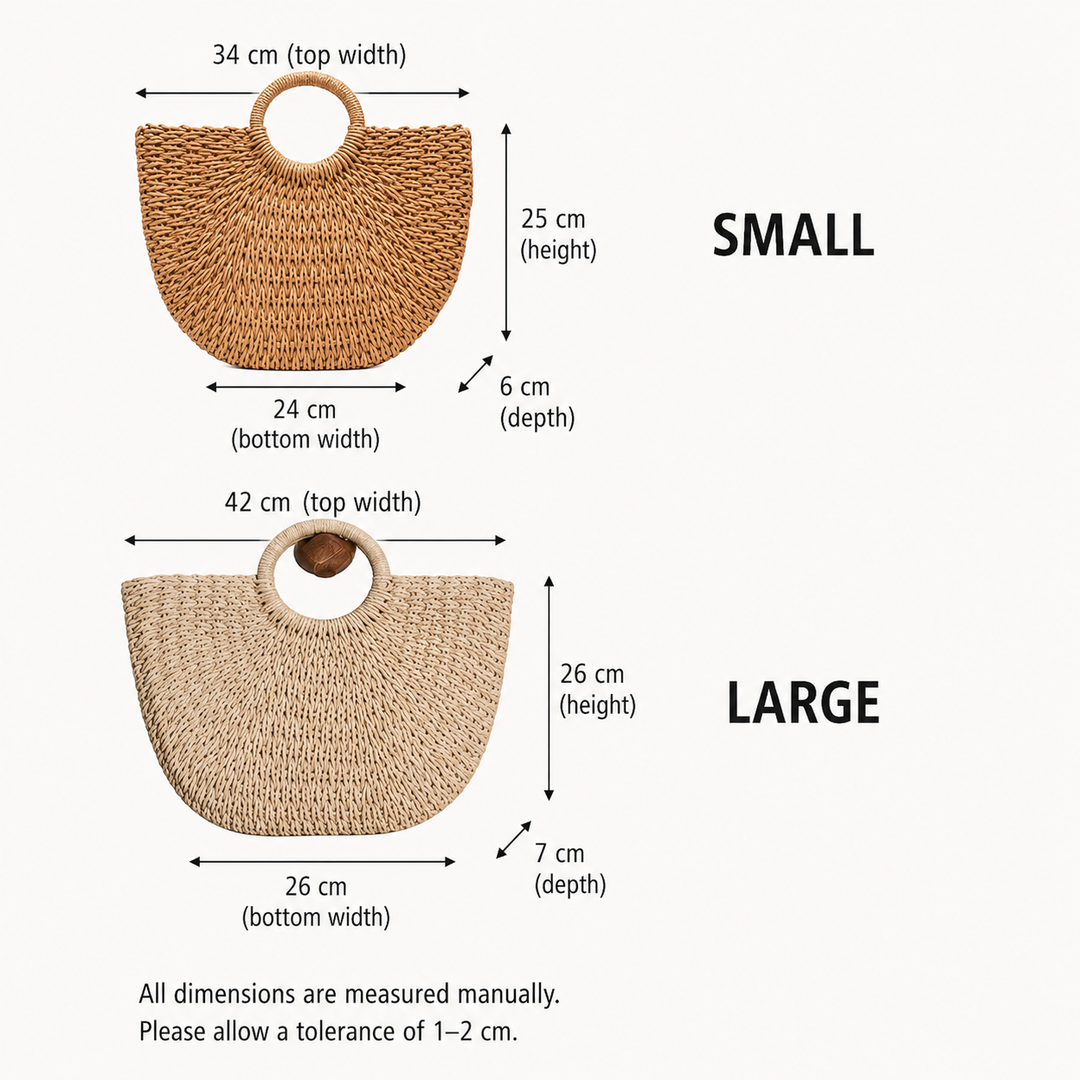 Serenella - Half-Moon Woven Straw Bag Cognac