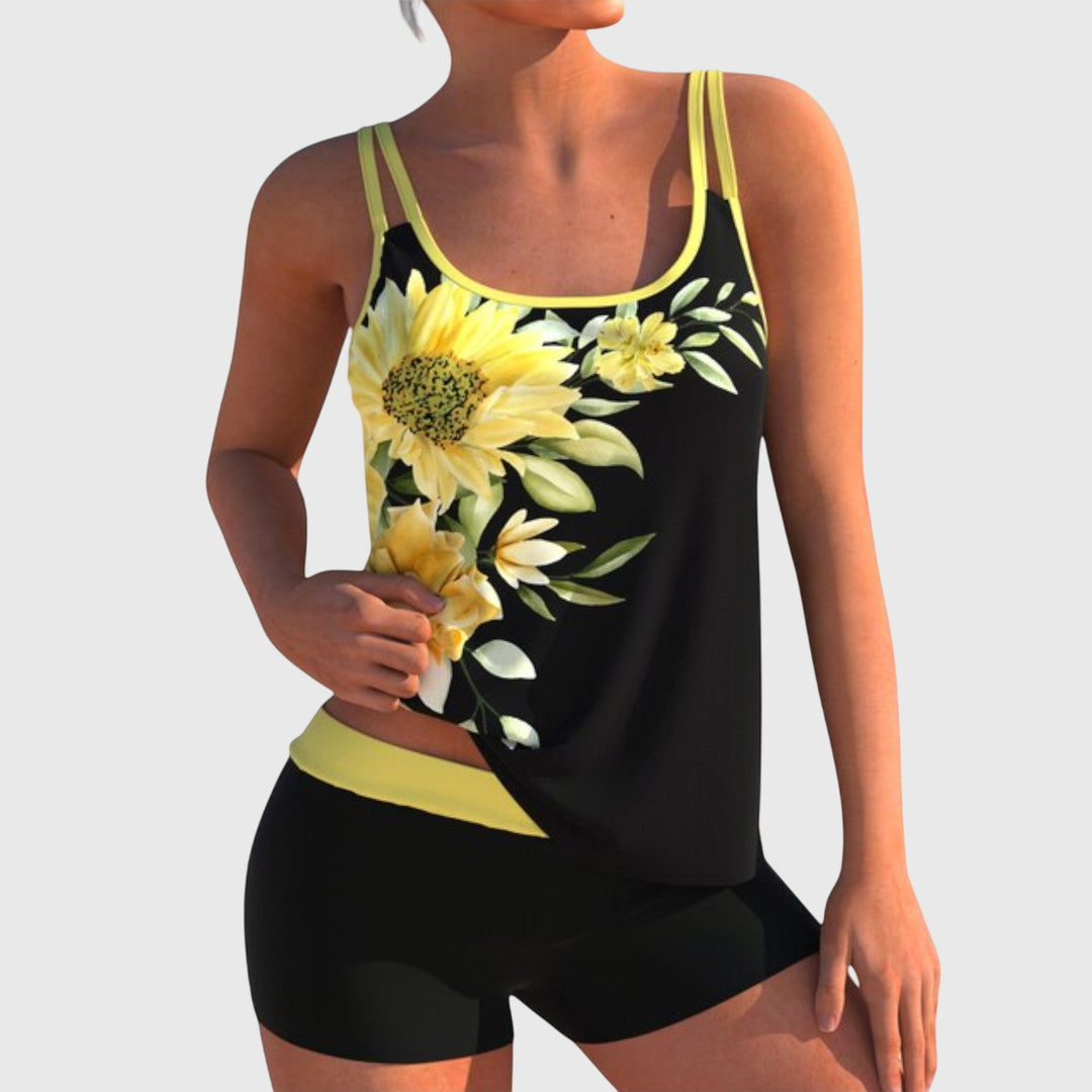 Flower - Floral swimsuit that covers the belly