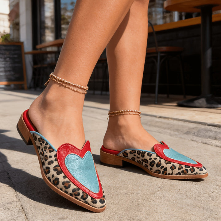 Perla - Backless Mules with Leopard Print