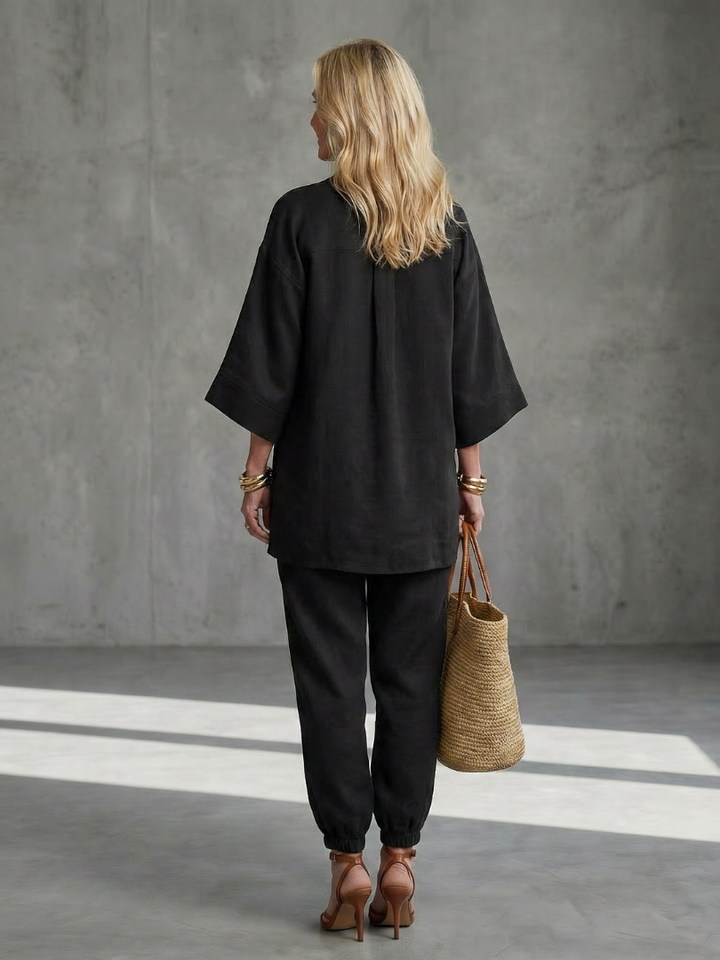 Georgiana - V-Neck Tunic with Gathered Pants Set