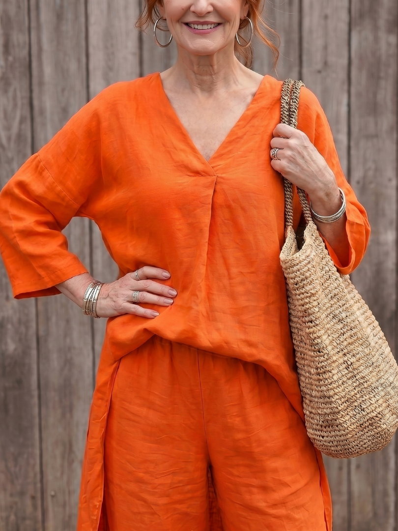 Onyx - Loose Tunic Top and Wide Pants Set