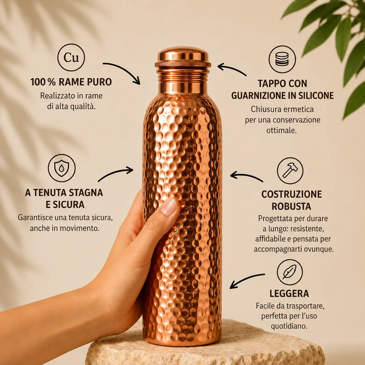Copper Water Bottle · Naturally Purified Water