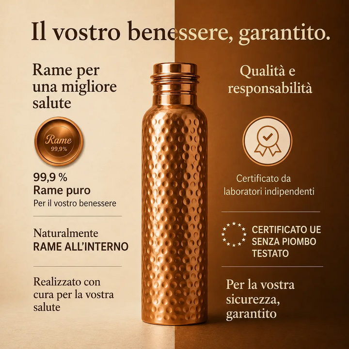 Copper Water Bottle · Naturally Purified Water