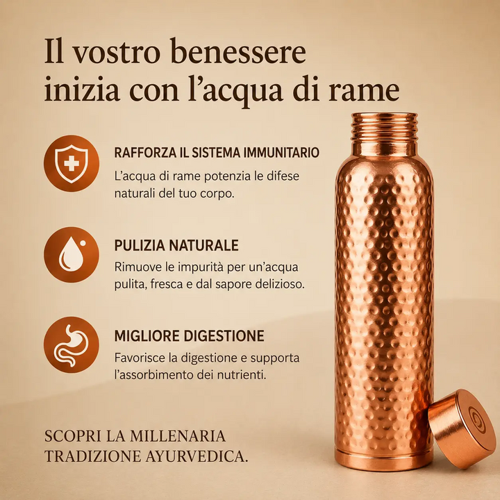 Copper Water Bottle · Naturally Purified Water