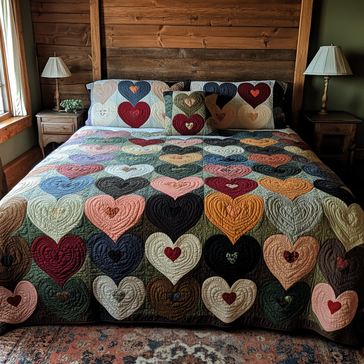 Amour Patchwork - 3-Piece Handmade Bedding Set