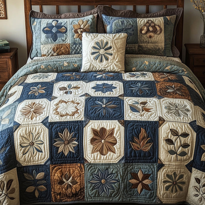 Floral Patchwork - 3-Piece Handmade Bedding Set