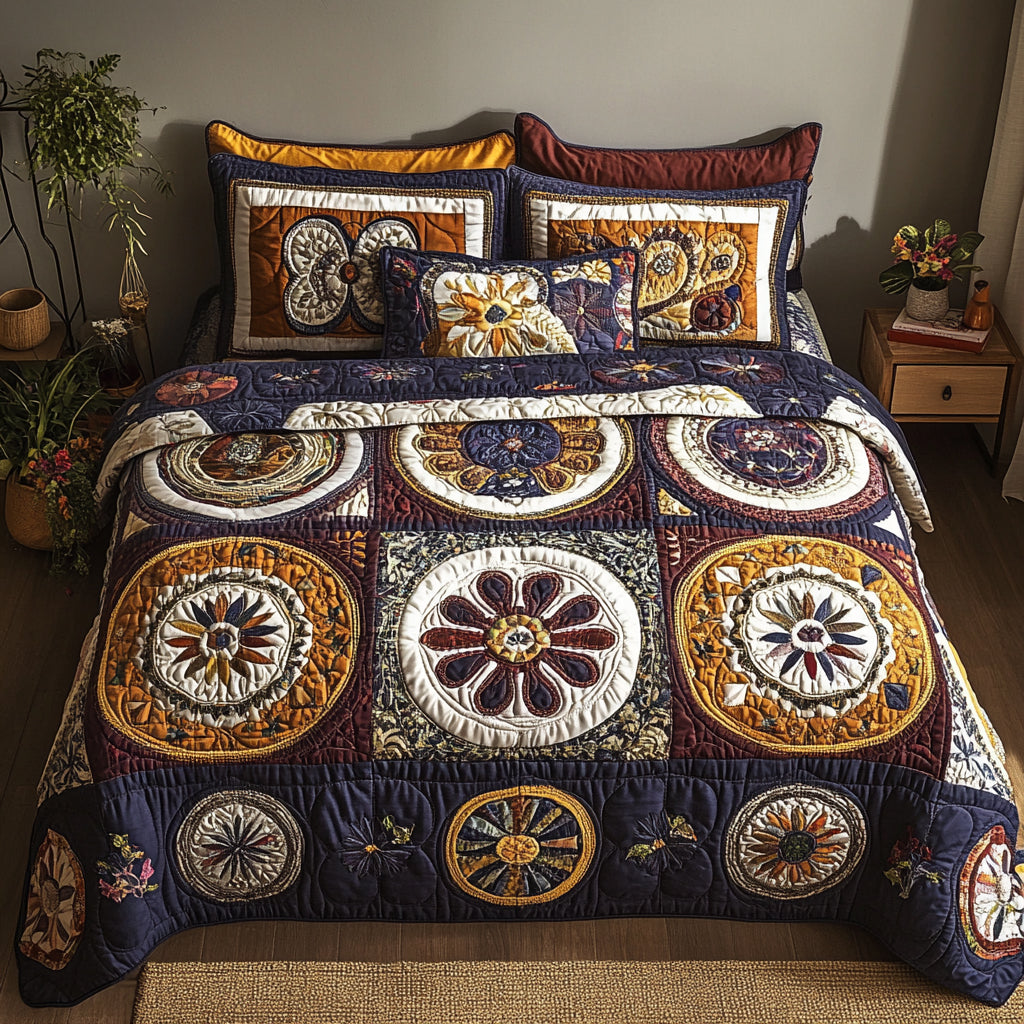 Floral Patchwork - 3-Piece Handmade Bedding Set