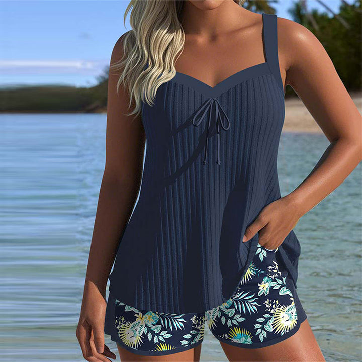 Lana - Striped tankini with matching beach shorts in two pieces