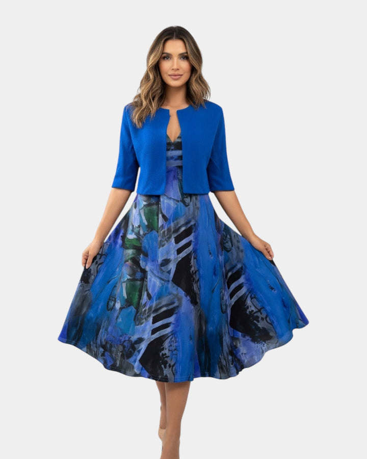 Stacy - Flowing Midi Dress with Matching Blazer