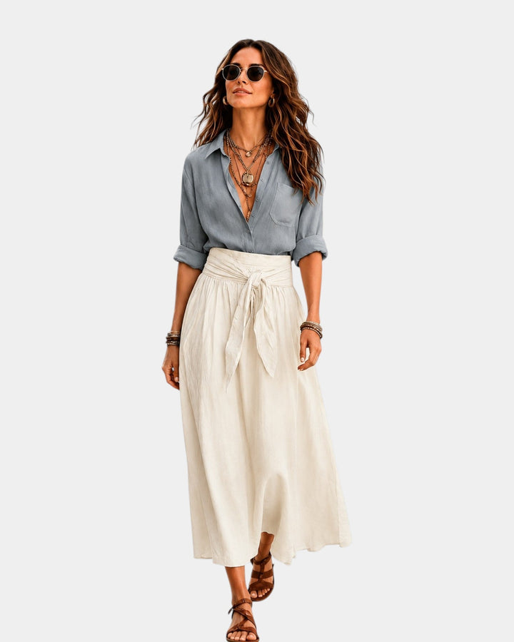 Denise - Midi Dress + Blouse in Cream