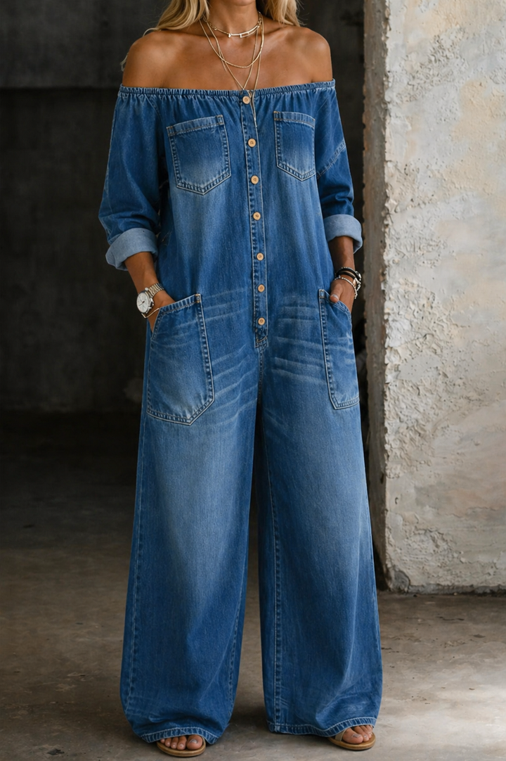 Elena - Off Shoulder Long Sleeve Jumpsuit