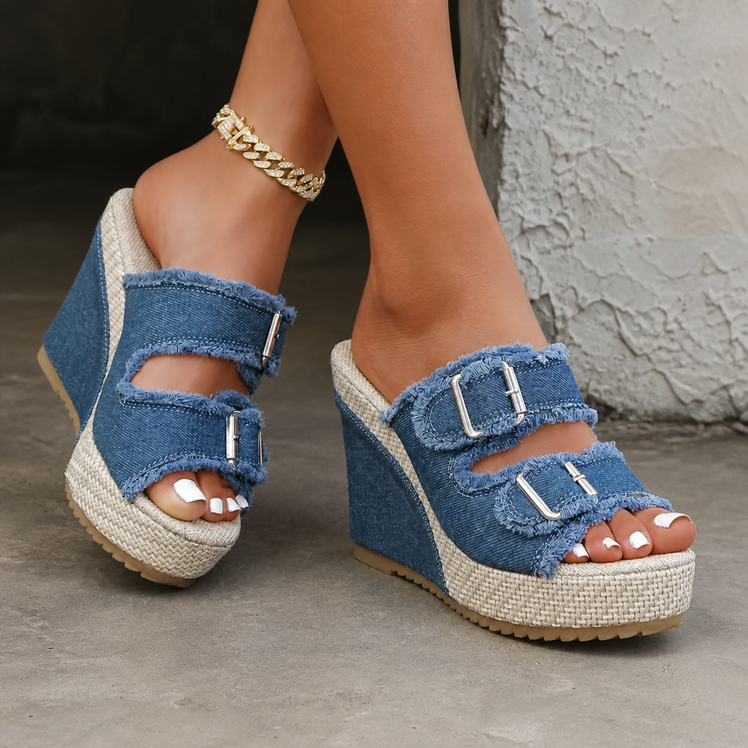 Atelier - Frayed Edge Wedge Sandals