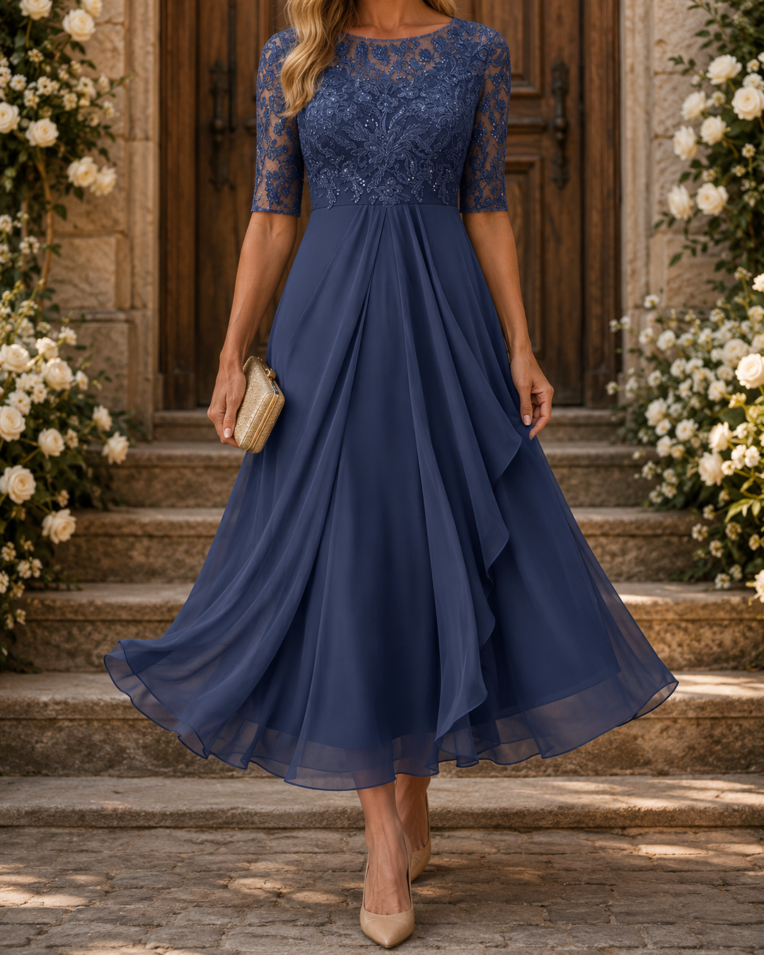 Romina - Slimming Lace Midi Dress