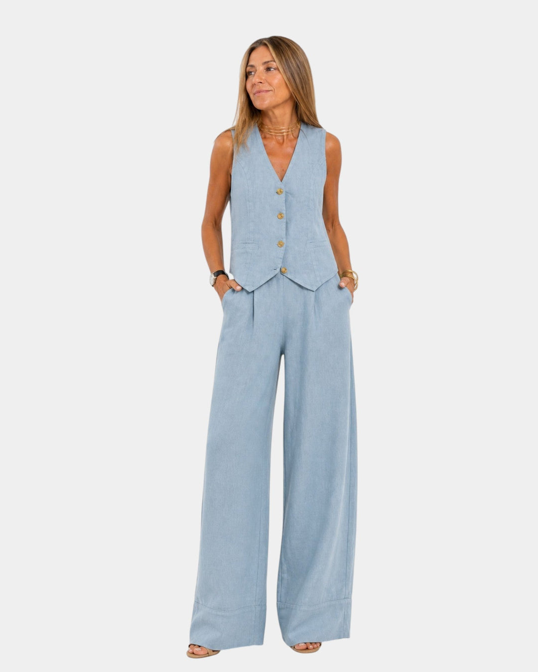 Assia - Sleeveless Vest and Pants Set