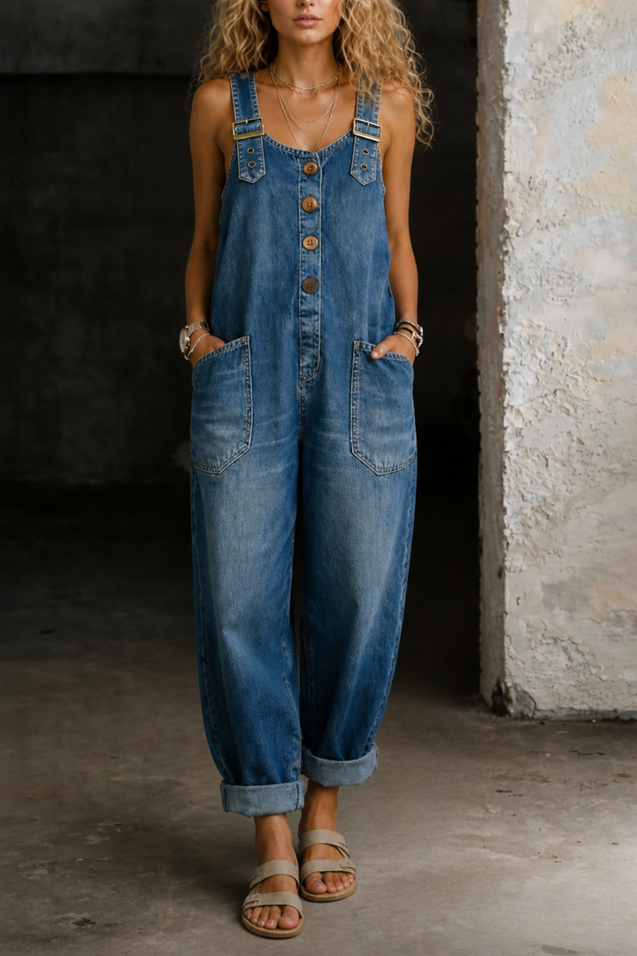 Moxelle - Denim Overall Jumpsuit