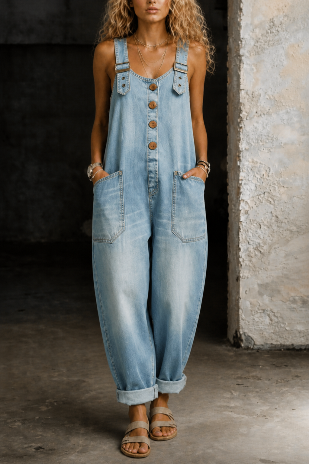 Moxelle - Denim Overall Jumpsuit