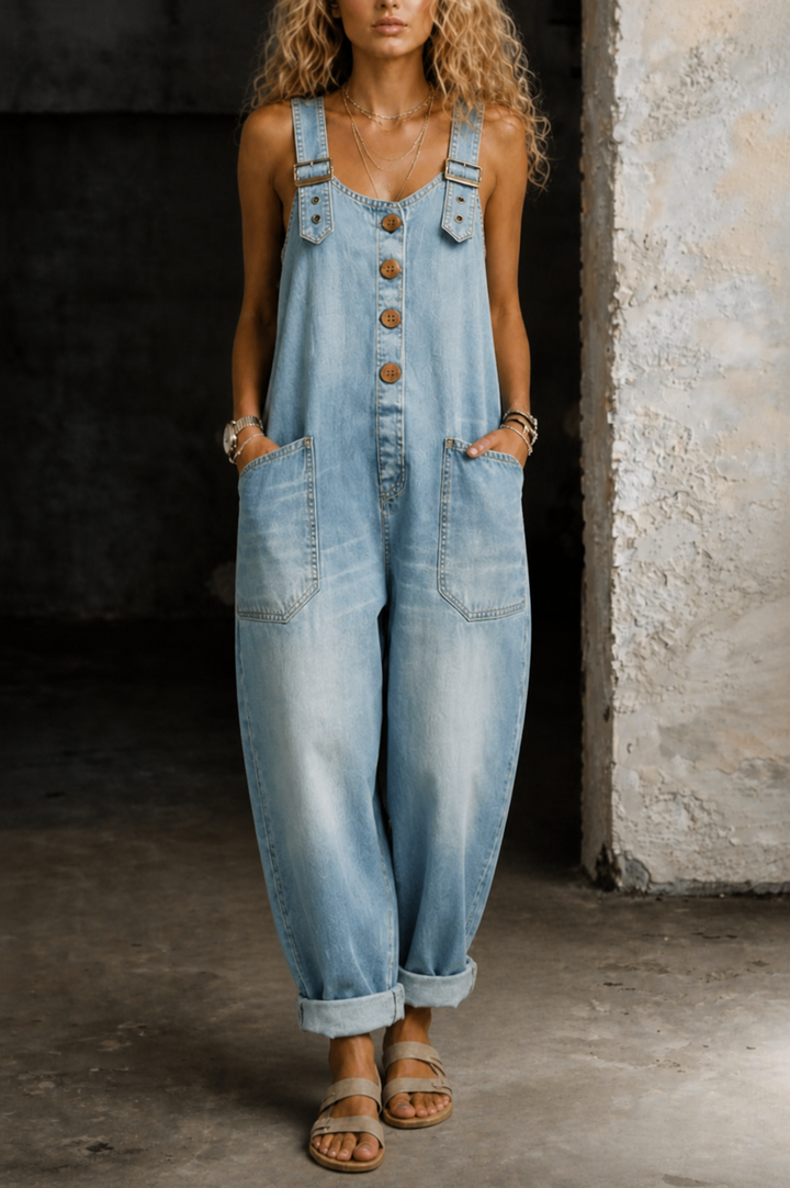 Moxelle - Denim Overall Jumpsuit