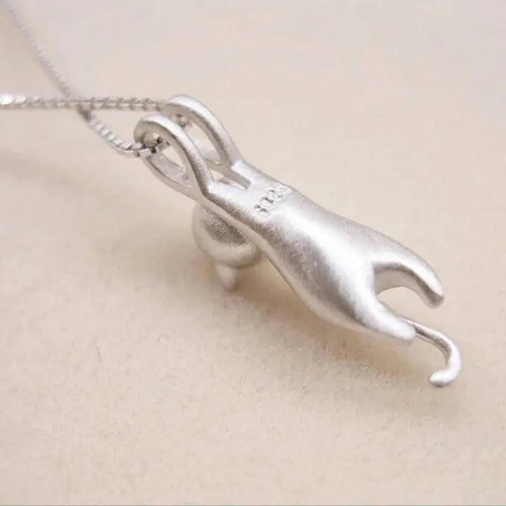 Cute Necklace with a Silver Kitten 925