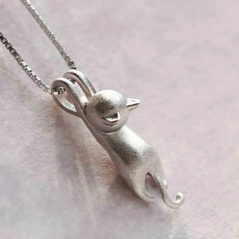 Cute Necklace with a Silver Kitten 925