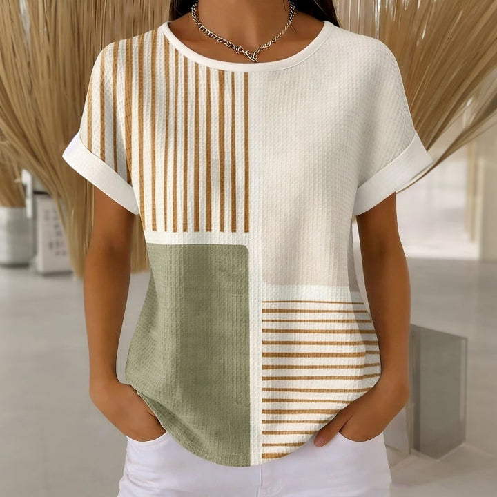 Elina - Striped T-shirt with Color Blocks