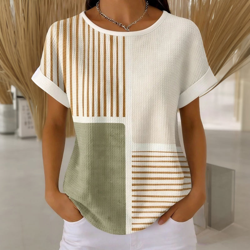 Elina - Striped T-shirt with Color Blocks