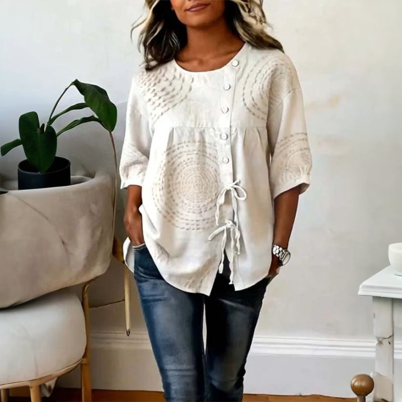 Élodie - Casual vintage blouse with print