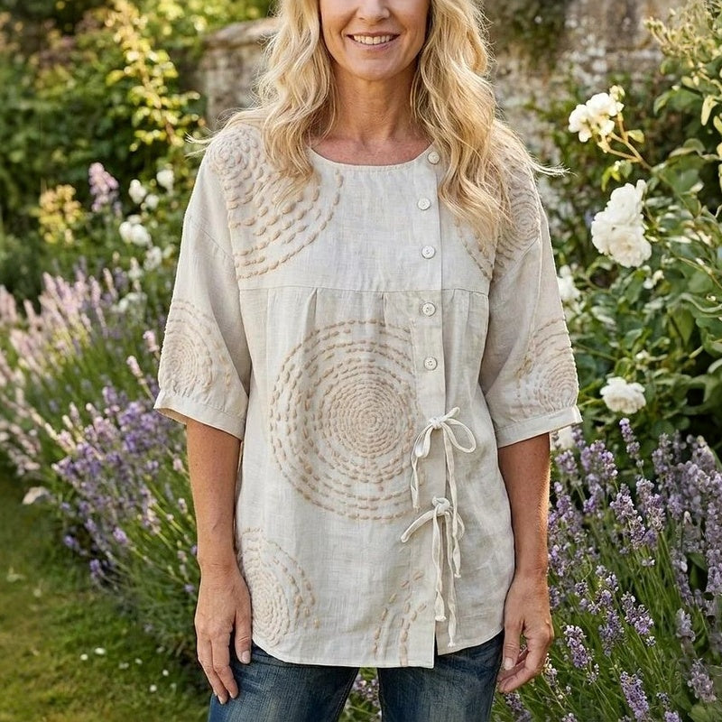 Élodie - Casual vintage blouse with print