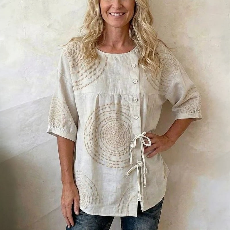 Élodie - Casual vintage blouse with print