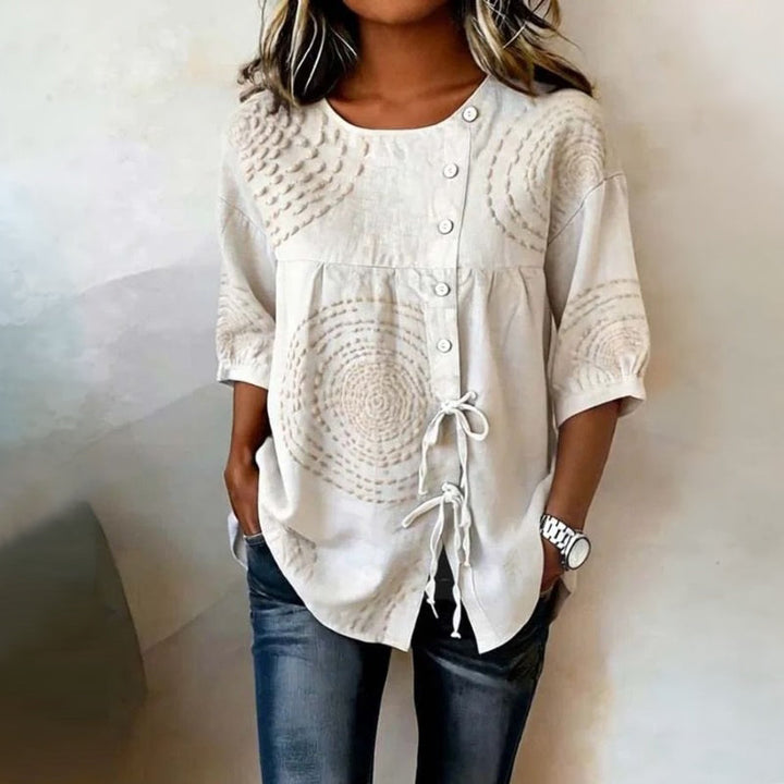 Élodie - Casual vintage blouse with print