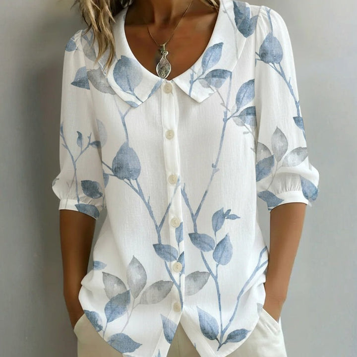 Léa - Casual blouse with leaf pattern