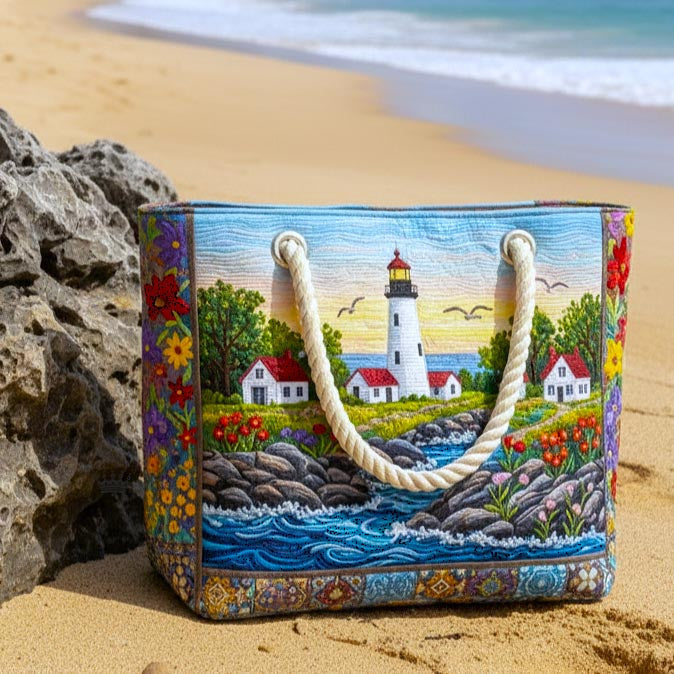 Quilted Beach Bag Lighthouse Glow