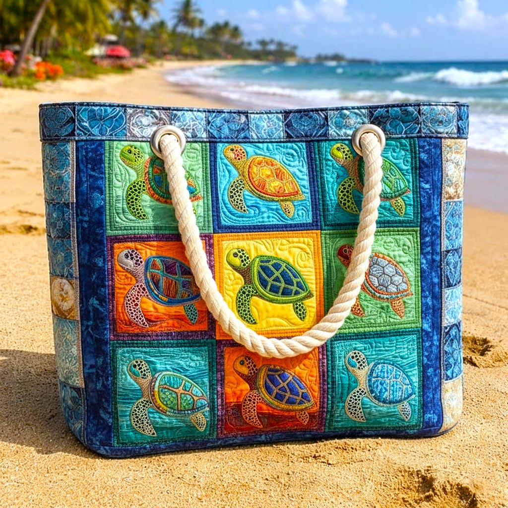 Quilted Beach Bag Turtle Calm