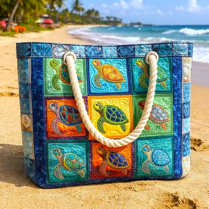 Quilted Beach Bag Turtle Calm