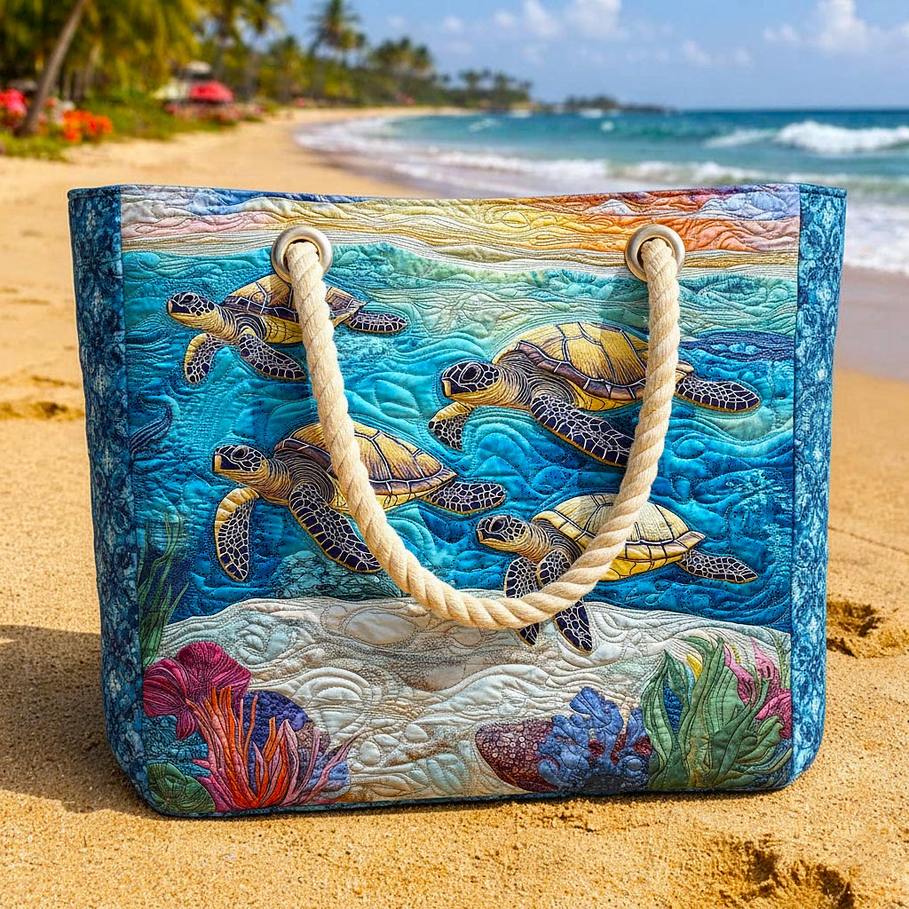 Quilted Beach Bag Sea Turtle