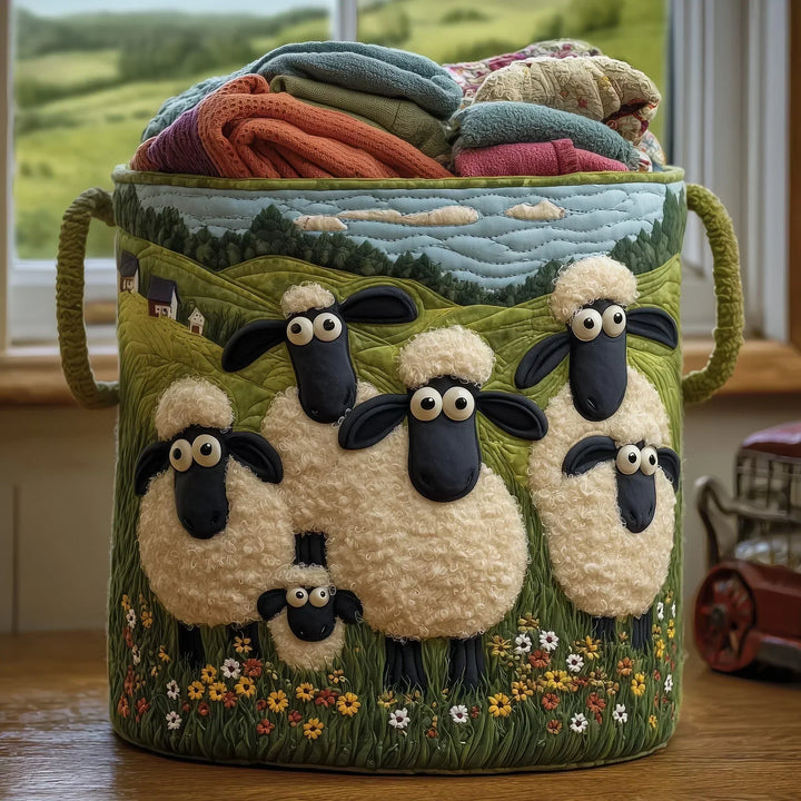 Sheep & Flowers - Handcrafted Laundry Basket